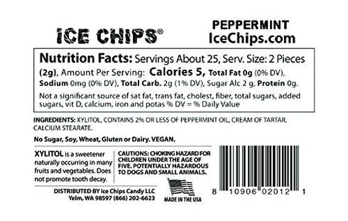 ICE CHIPS Xylitol Candy Tins 5.28 oz Total - Peppermint, 3 Pack, Includes BAND as shown
