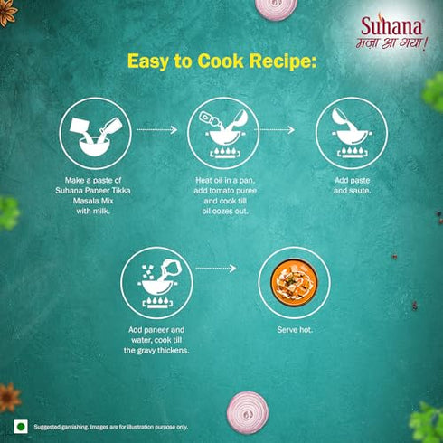 Suhana 25g Pack 6 Paneer Tikka Masala Pouch | Spice Mix | Easy to Cook |