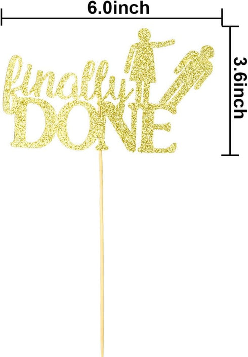 XIUHUBA Glitter Divorce Cake Topper, Finally Done, Gold Glitter, Divorce Party Decor
