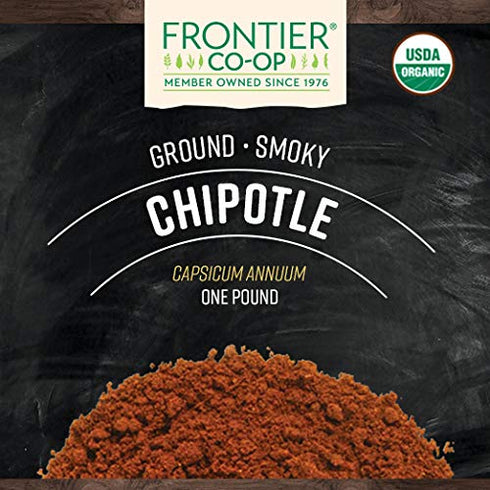 Frontier Co-op Ground Chipotle, 1-Pound Bulk, Dried Smoked Peppers, Rich Aroma, Smokey & Earthy For Southwest & Mexican Foods