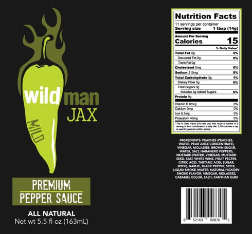 Wildman Jax 3 Pack 5.5 oz Pack) Premium Pepper Sauce Variety - Mild, Medium, Hot - Bottles (Variety