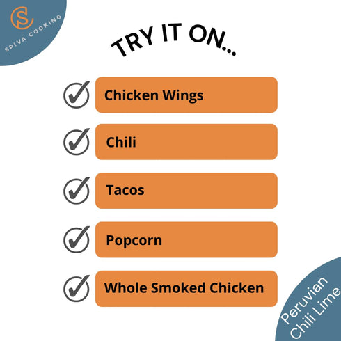 Spiva Cooking Peruvian Chili Lime Seasoning, How to Use: Chicken, Pork, Ground Beef, Seafood, Snacks, 4 oz