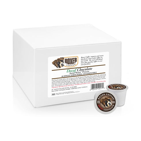 48 Count Boxer Coffee Swiss Water Decaf Chocolate Pods Compatible with Keurig K-Cup Brewers | Single-Serve Cups |