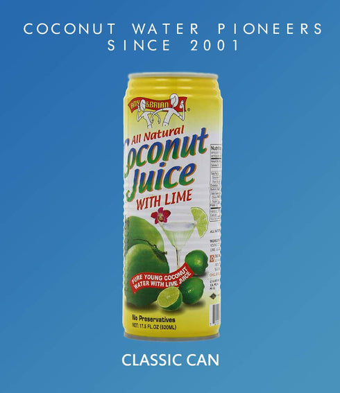 17.5 Oz (Pack 12) Amy & Brian Pure Coconut Water with Lime, Non-GMO, No Sugar Added, Refreshing and Hydrating Real