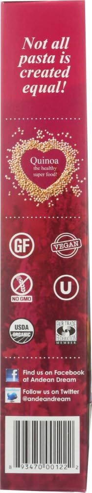 Andean Dream 8 oz Organic Quinoa Pasta Fusilli Gluten Free Box by