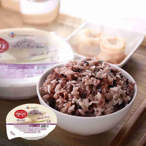 OHMARKET Pack 6 (210g CJ Korean Cooked Rice with Black Rice, microwaveable instant fresh rice - of each)