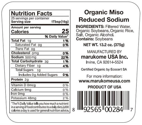 Marukome Organic Reduced Sodium Miso Paste, 13.2 OZ