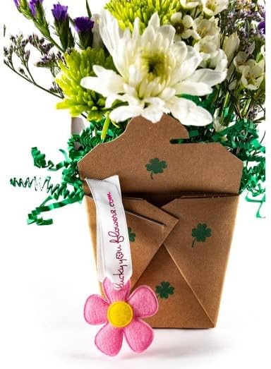Get Lucky Fresh Cut Live Flowers Arranged in a Takeout Container with Your Personal Message Tucked Inside a Fortune