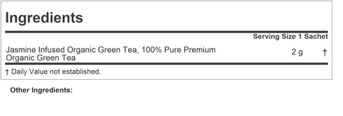 90 Andrew Lessman Jasmine Infused Green Tea, Sachets, Organic-Certified Gardens, High Polyphenols & EGCG, Mild Flavor