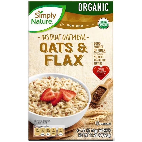Generic Simply Nature Organic Oats And Flax Instant Oatmeal - 11.29 oz (320g)