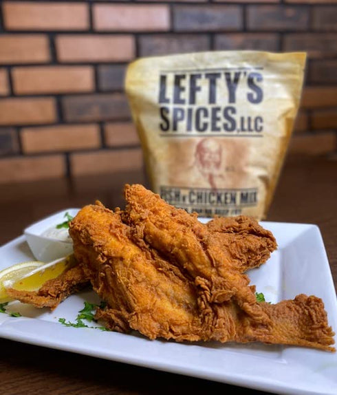 16 oz. Lefty's Original Fish N' Chicken Mix | Air Fry and Oven Baked Seasoned Coating Mix for Fish, Chicken, Pork
