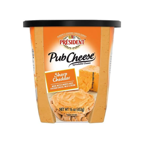 Prsident Pub Cheese by President Sharp Cheddar Spreadable Cheese and Dip, 16 oz.