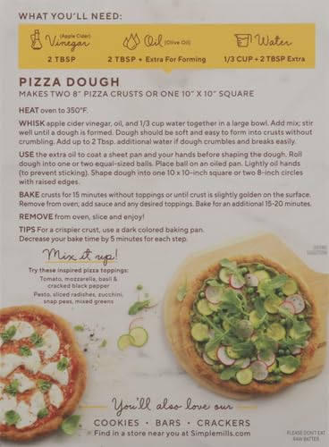 9.8 (Pack 2) Simple Mills Almond Flour Baking Mix, Cauliflower Pizza Dough - Gluten Free, Vegan, Plant Based, Ounce