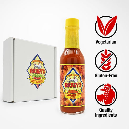 Pack, 3-Bottle Set RICKEY'S Spicy Lover's Gourmet Hot Sauce of Original, Habanero, and Phantasma Flavors