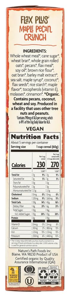11.5 oz.(pack 2) Nature's Path Organic - Cereal Flax Plus Maple Pecan Crunch