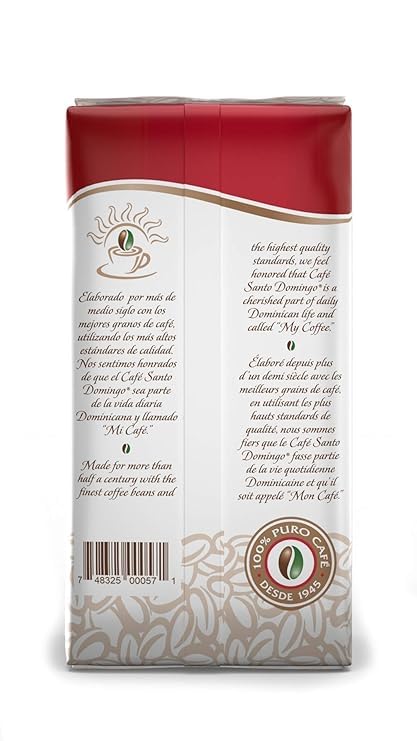 16 oz (Pack 4) Caf Santo Domingo, Bag, Ground Coffee, Medium Roast - Product from the Dominican Republic