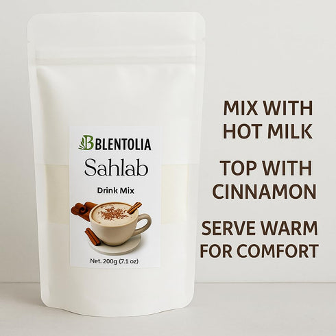 BLENTOLIA 2 Packs 200g Sahlab Drink Mix Traditional Turkish Hot Beverage Creamy, Sweet & Aromatic Just Add Milk