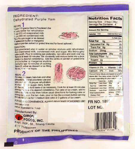 Giron Powdered Ube Purple Yam, 115g (4 oz)