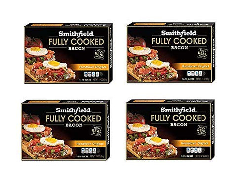 Smithfield Foods Smithfield Hometown Original Bacon, Fully Cooked, Ready-to-Eat, 14-16 slices, 4 pack