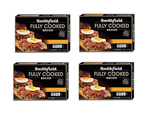 Smithfield Foods Smithfield Hometown Original Bacon, Fully Cooked, Ready-to-Eat, 14-16 slices, 4 pack