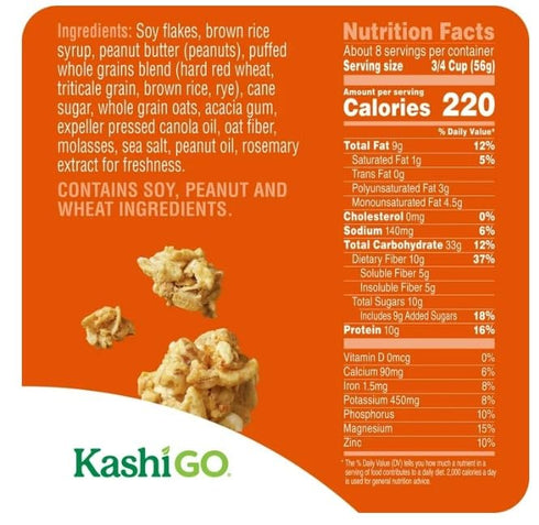 Generic 16.9 Oz (4 Cold Breakfast Cereal byKashi- Vegan Protein - Fiber Cereal - Peanut Butter Crunch - Box Boxes)