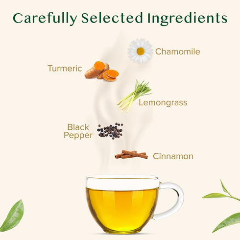 (100 Free,100% VAHDAM, Turmeric Chamomile Tea Bags Herbal Tea Bags) Caffeine Pure Herbal Tisane - Warm, Earthy & Floral