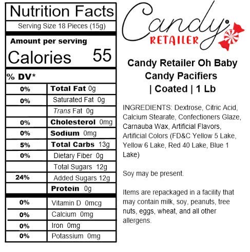 1 Lb Candy Retailer Oh Baby Candy Pacifiers | Coated |