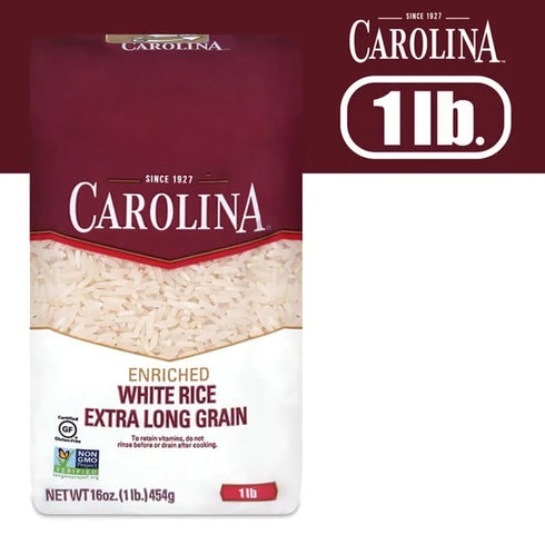 Carolina 16 Oz. Pack 3. Enriched Rice Extra Long Grain Gluten Free