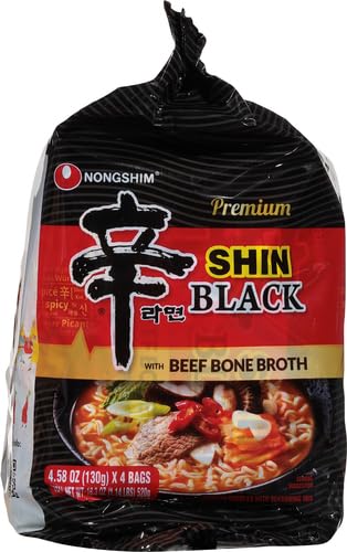 4.58 Oz 4 Packs Nongshim Shin Ramyun BLACK - (Made in USA)