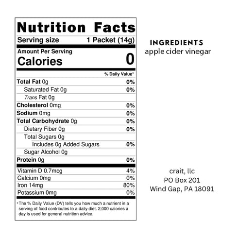 Packets Packets, Packets 25 Pack Packets (0.5 1 Packet) Apple Cider Vinegar ACV Individual Single Serve Apple Cider