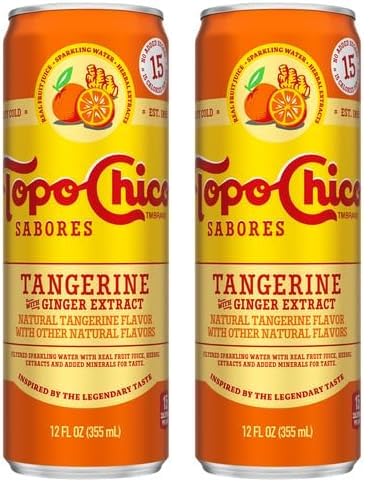 12oz (Pack 2) Topo Chico Sabores Tangerine with Ginger Extract Can