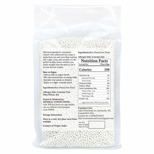 MINIMAL 8 oz (224 Rice Crispy g) Unflavoured, Crunchy & Light | Ideal for Baking, Chocolate, Energy Bars & Desserts