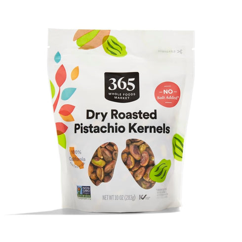 365 by Whole Foods Market , Dry Roasted Pistachio Kernels, No Salt Added, 10 Ounce