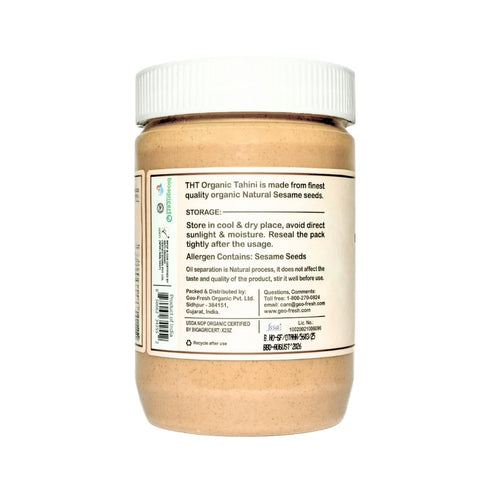 THE HOLLY TREE 16 oz (1lb) Hummus Organic Tahini Paste - Unhulled White Sesame Tahini Dressing - USDA Certified, Gluten