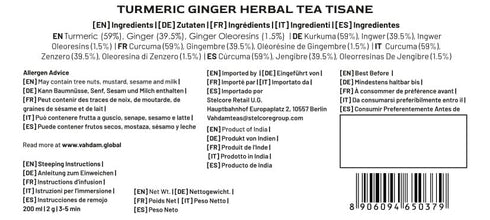 (50+ 3.53oz) 100% VAHDAM, Turmeric Ginger Herbal Tea Cups, Caffeine Free | Pure Herbal Blend - Savory & Spicy | Vacuum