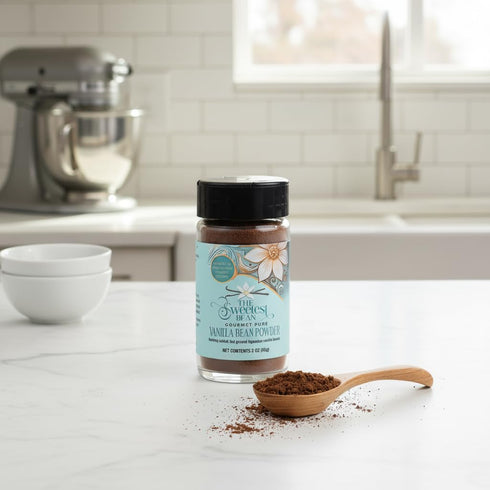 The Sweetest Bean 2 oz. 100% Vanilla Bean Powder, Ground Ugandan Bourbon Beans Pure, Non-GMO, Rich & Aromatic