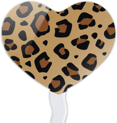 Set of 6 Leopard Print Animal Spots Heart Love Cupcake Picks Toppers Decoration