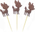 Morndew 24 PCS Brown Glitter Baby Deer Fawn Cupcake Toppers for Baby Shower, Woodland Party Decorations