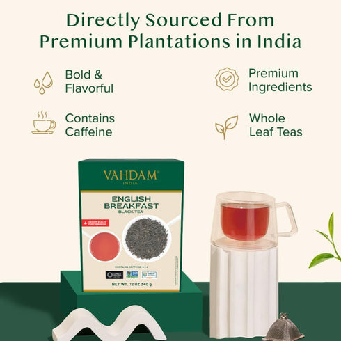 (340g/12oz) 170+ Pack VAHDAM Original English Breakfast Tea Cups | Non GMO, Gluten Free | Strong & Aromatic Loose Leaf