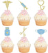 BoningNEW 24 Pcs Blue Gold Nursing Cupcake Toppers for Medical Rn Themed Cake Picks Nursing Themed Birthday Party