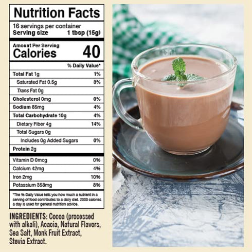 (2 Pack) 14 oz Castle Kitchen Sugar Free Mint Dark Hot Chocolate Premium Plant Based, Dairy Free, Gluten-Free, Vegan