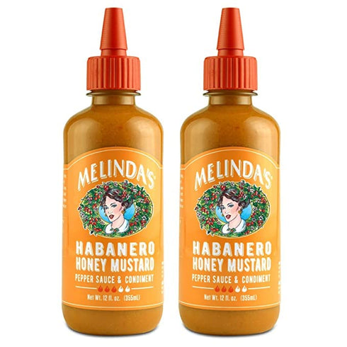 Melinda’s Habanero Honey Mustard, Gourmet Hot Honey Mustard Sauce, 12 oz, 2 Pack