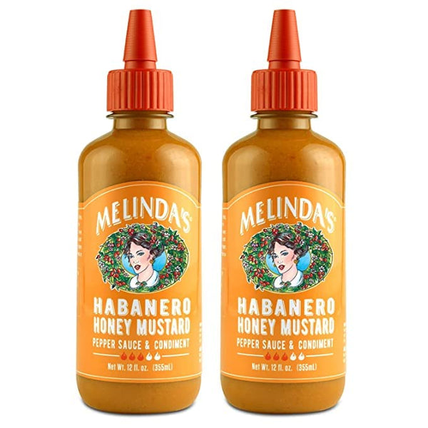 Melinda’s Habanero Honey Mustard, Gourmet Hot Honey Mustard Sauce, 12 oz, 2 Pack