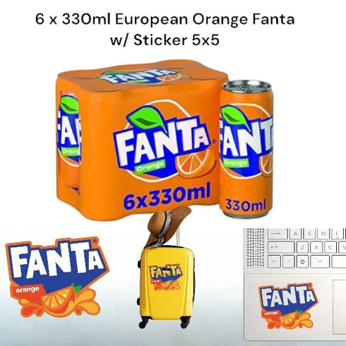 6pack 330ml/each Original European FANTA Orange Flavor Soda Soft Drink- With FANTA Sticker