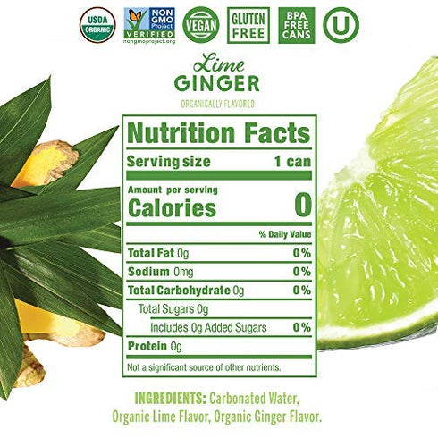 8 Pack, 12 Nixie Organic Lime Ginger Sparkling Water FZ