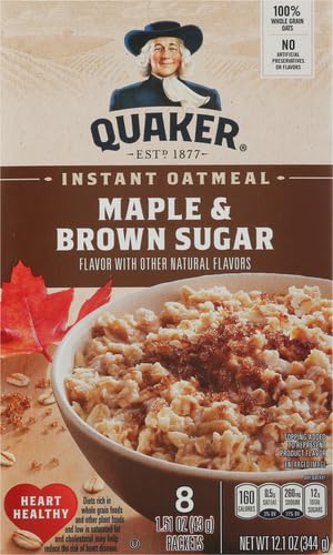 1.51 Oz (Pack 8) Quaker Instant Oatmeal, Maple & Brown Sugar