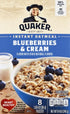 8.4 oz Quaker Instant Oatmeal Breakfast Cereal, Blueberries & Cream
