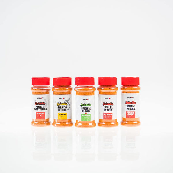Pepper Joes Dried Sriracha Powder Gift Set 5 Unique Mild to Super-Hot