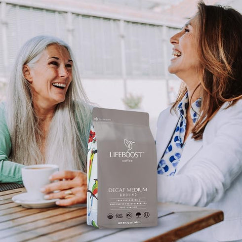 12 Lifeboost Medium Roast Swiss Water Decaf Coffee Ground - Non-GMO Low Acid Single Origin USDA Decaf Organic Coffee