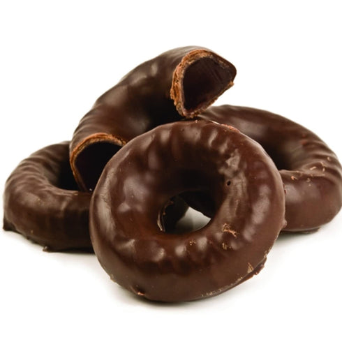 (2LB) Bayside Candy Chocolate Raspberry Rings - Dark Chocolate Covered Raspberry Jell Rings - Jelly Rings